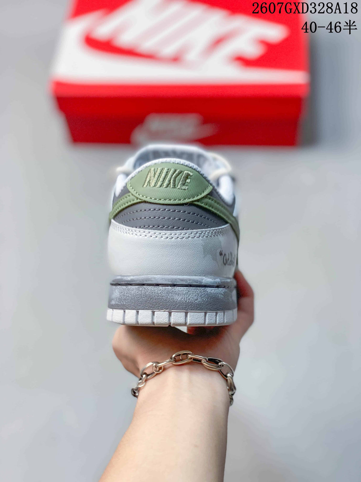 Nike Dunk Low Custom Gray Green Graffiti Trainers - product image from the listing.