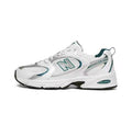 New Balance MR530AB Sneakers in White and Green - product image from the listing.