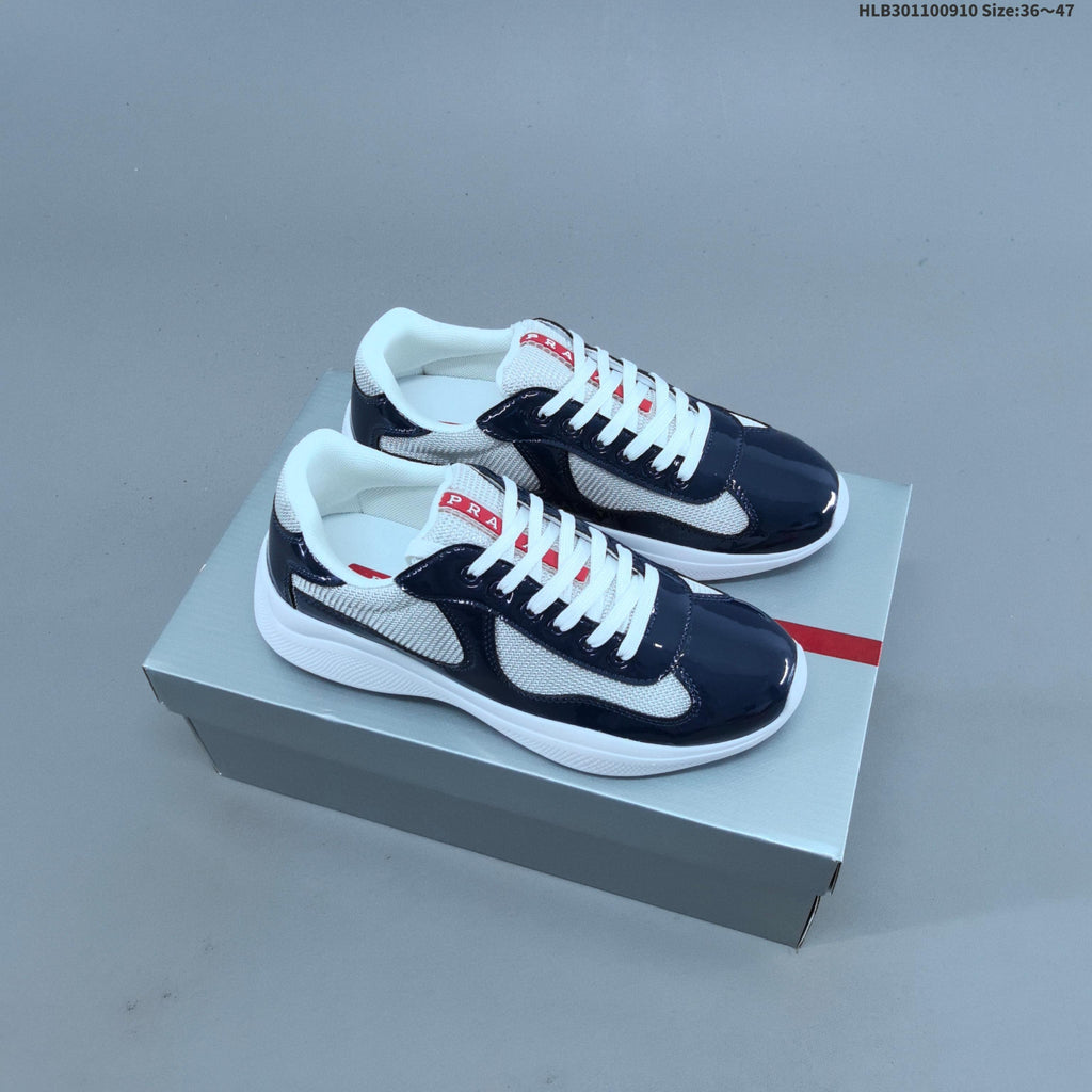 Prada America's Cup Low-Cut Sneakers, Patent-Style Colorways - product image from the listing.
