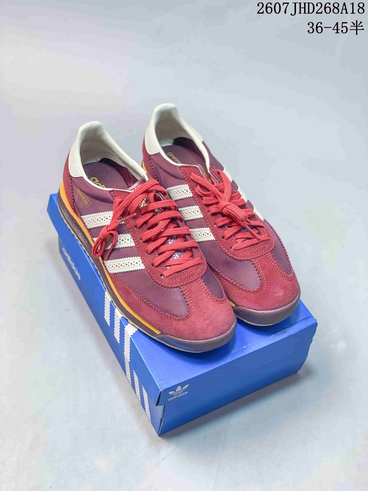 adidas SL 72 Bob Marley Sneakers in Burgundy and Navy - product image from the listing.