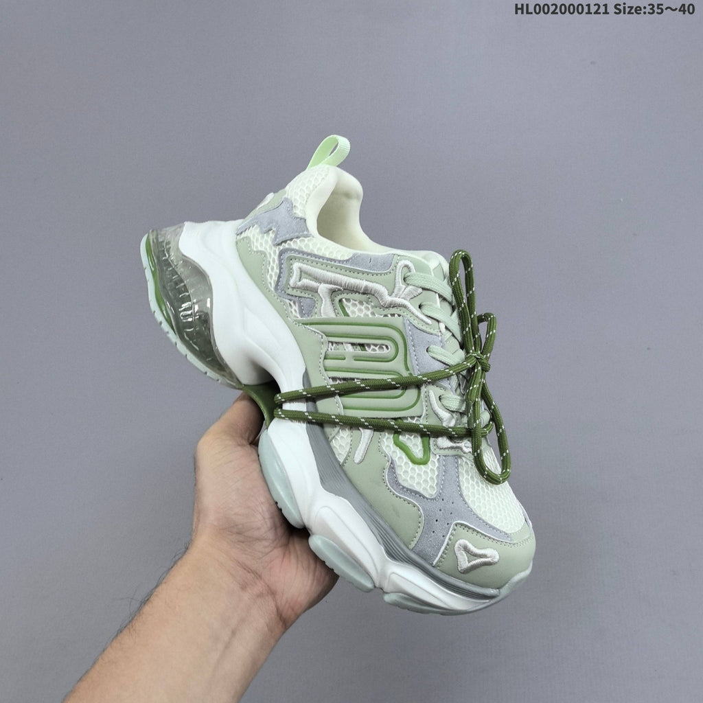 Green and White GGCC Low-Top Chunky Sneakers - product image from the listing.