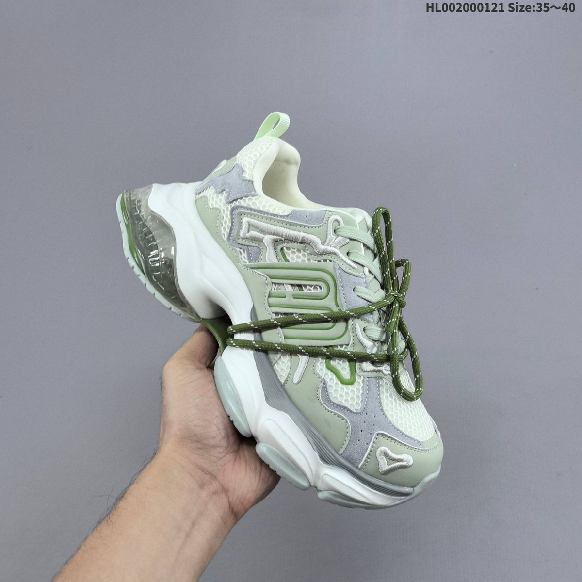 Green and White GGCC Low-Top Chunky Sneakers - product image from the listing.