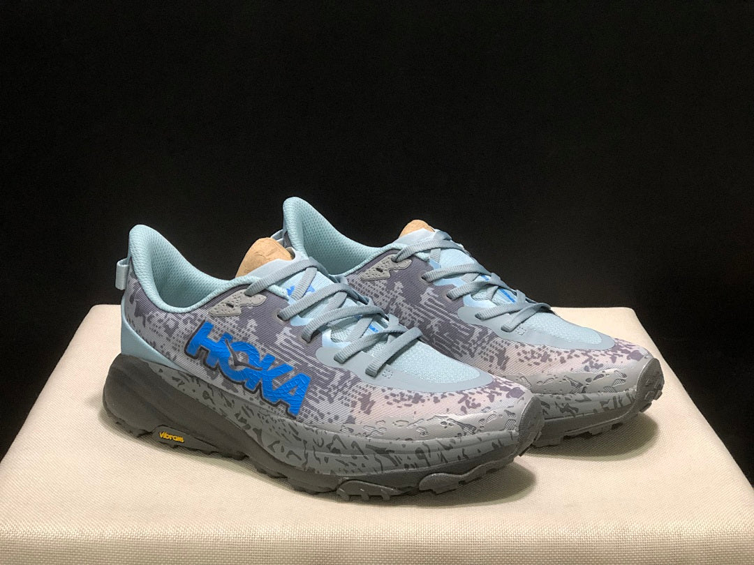 HOKA Speedgoat 6 Trail Running Shoes, in Gray Blue - product image from the listing.