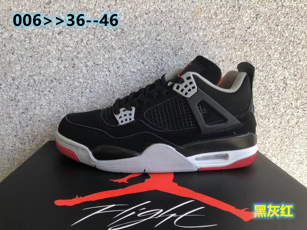 Air Jordan 4 Black Grey Red Sneakers - product image from the listing.