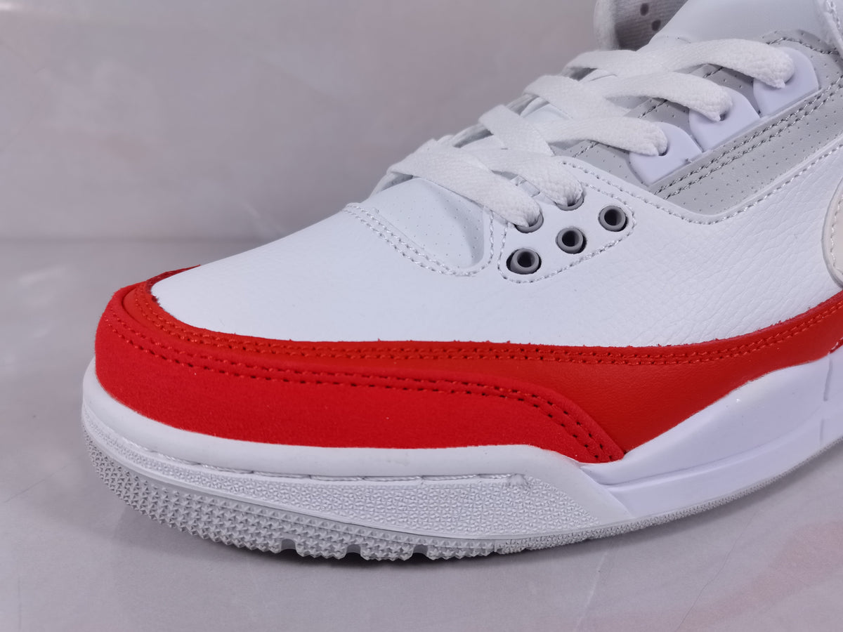 Air Jordan 3 Retro Sneakers in White Red - product image from the listing.