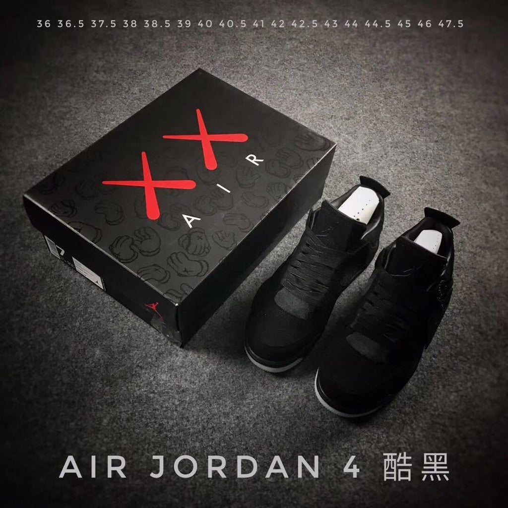 Jordan 4 KAWS Graffiti High-Top Sneakers in Black - product image from the listing.