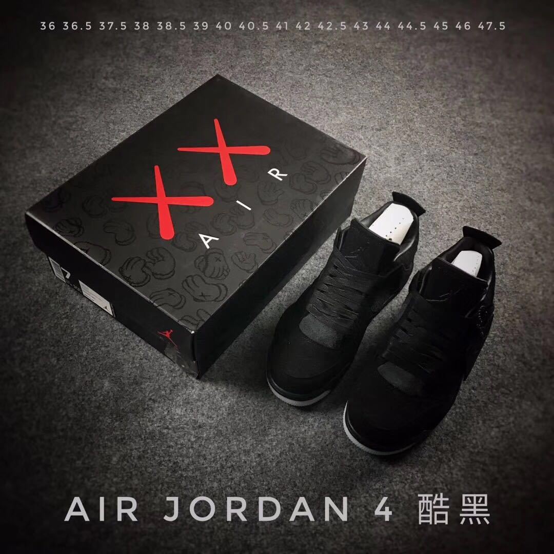 Jordan 4 KAWS Graffiti High-Top Sneakers in Black - product image from the listing.