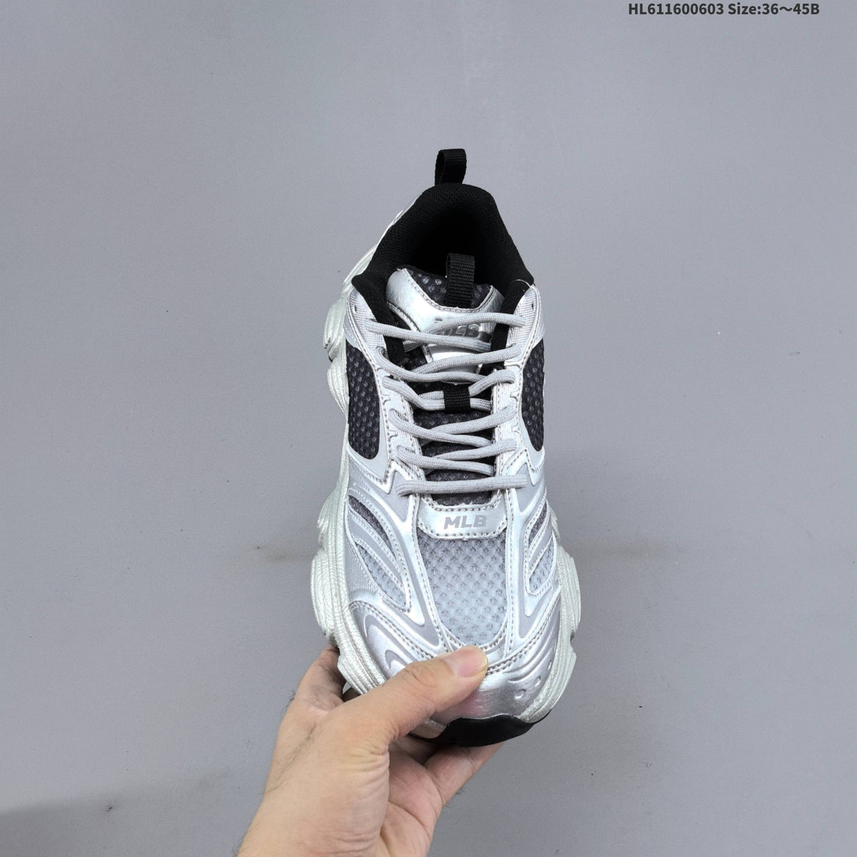 MLB Winner Chunky Low-Top Sneakers in Silver 3ASHWC46N - product image from the listing.
