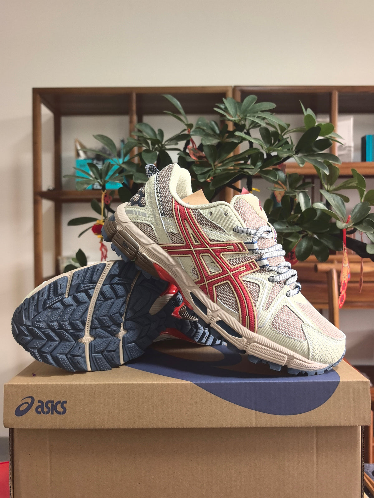 ASICS K6 Sneakers in Light Brown and Red - product image from the listing.