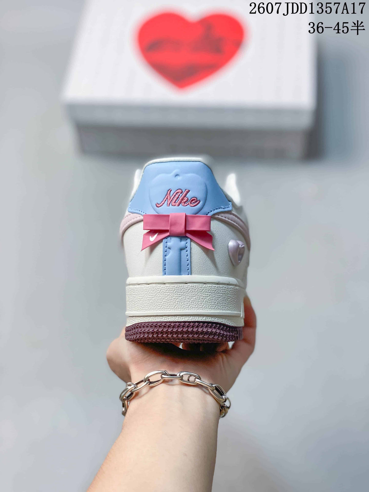 Nike Air Force 1 '07 Low Sneakers in White Pink Blue JDD1357A17 - product image from the listing.