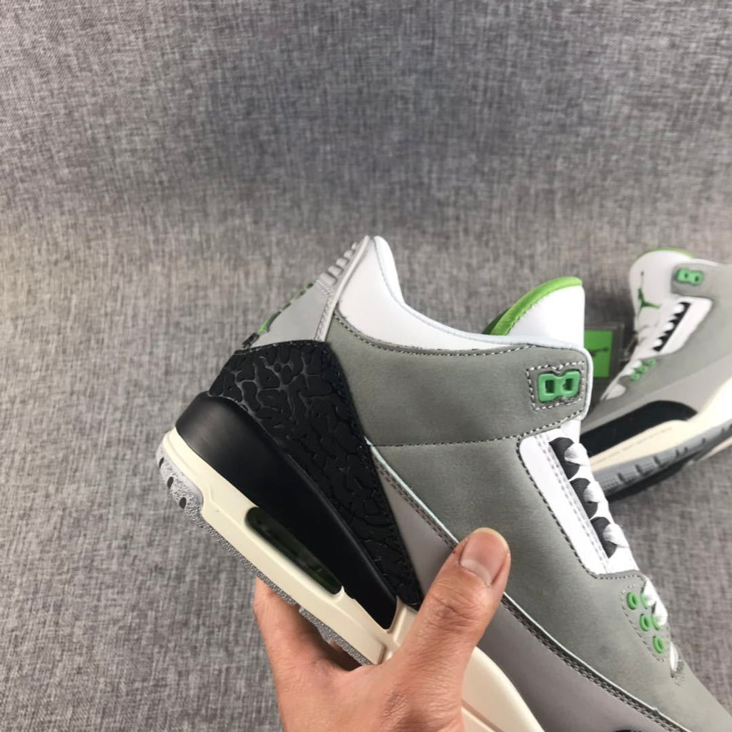 Air Jordan 3 Grey Green Sneakers 136064-006 - product image from the listing.
