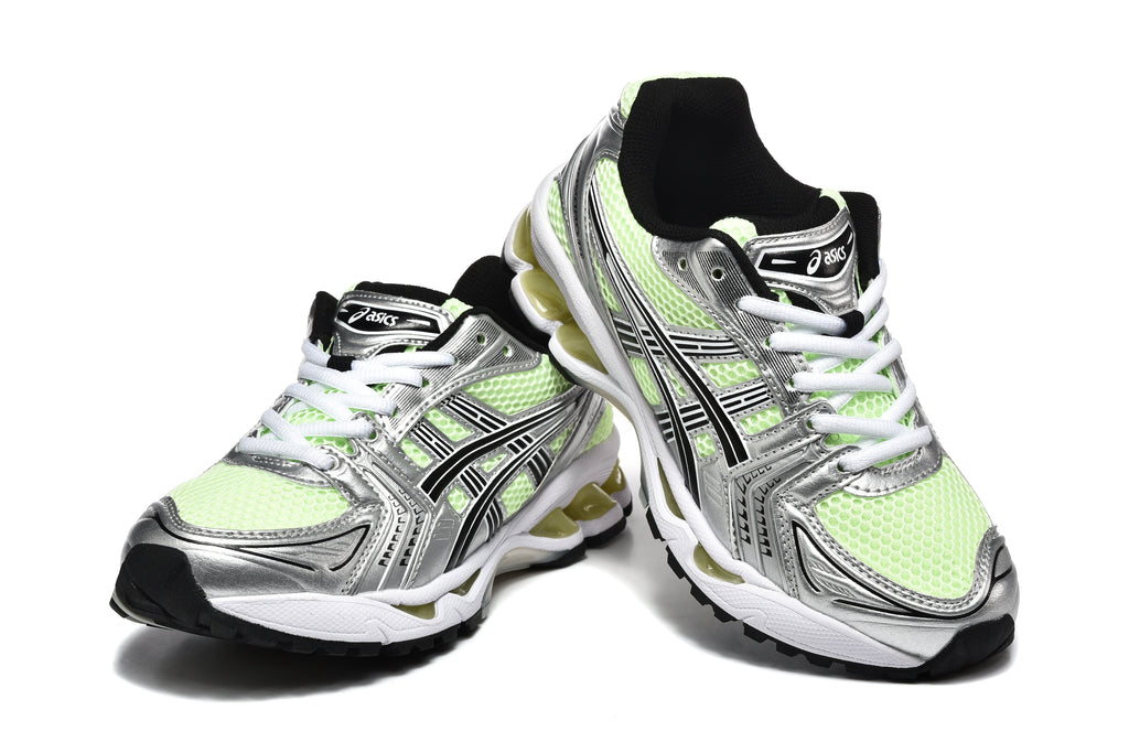 ASICS Gel-Kayano 14 Sneakers in Silver Lime Green - product image from the listing.