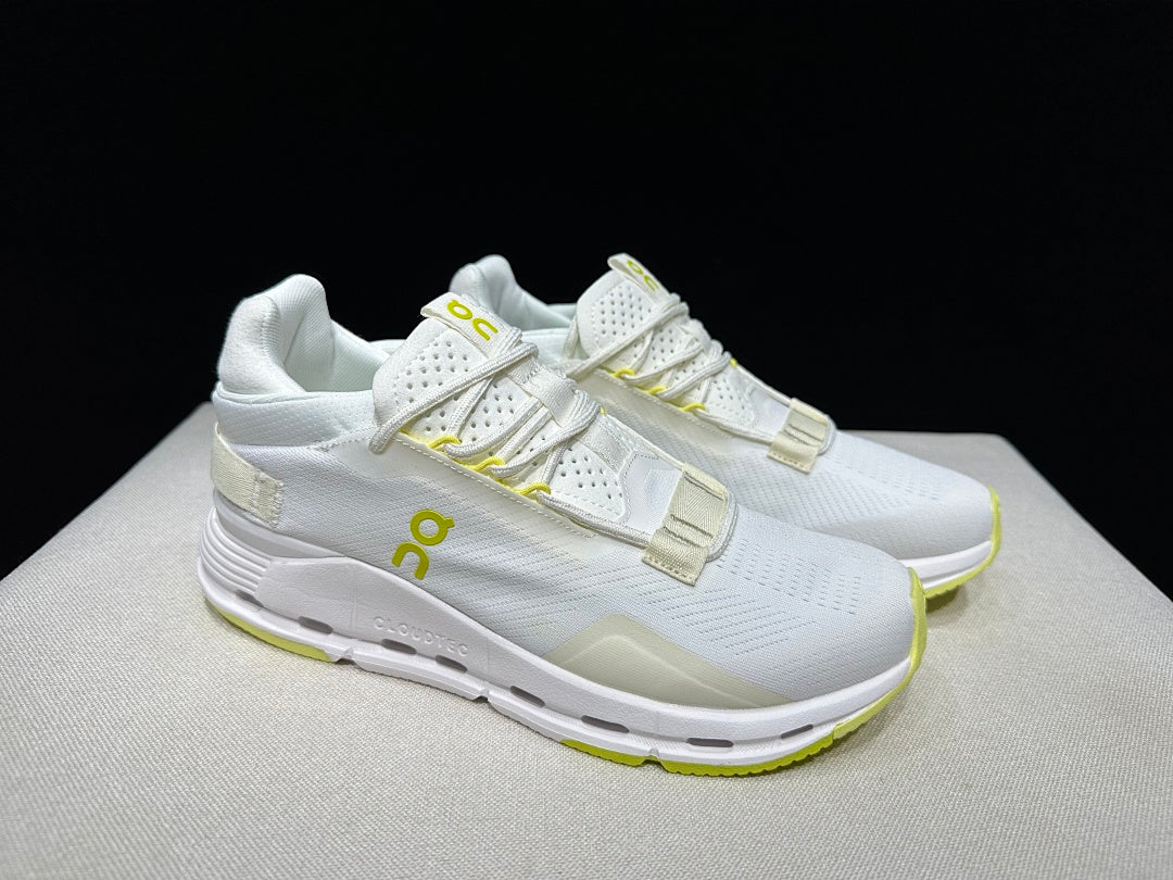 On Cloudnova 2 Sneakers in White and Lime - product image from the listing.