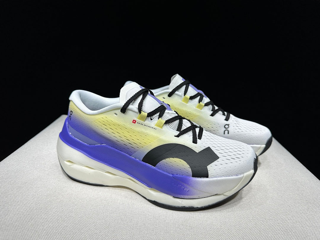 On Cloudboom Max Running Shoes, in White Yellow Purple - product image from the listing.