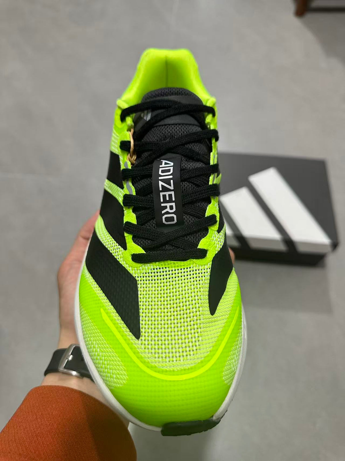 adidas Adizero Running Shoes Neon in Green Black - product image from the listing.