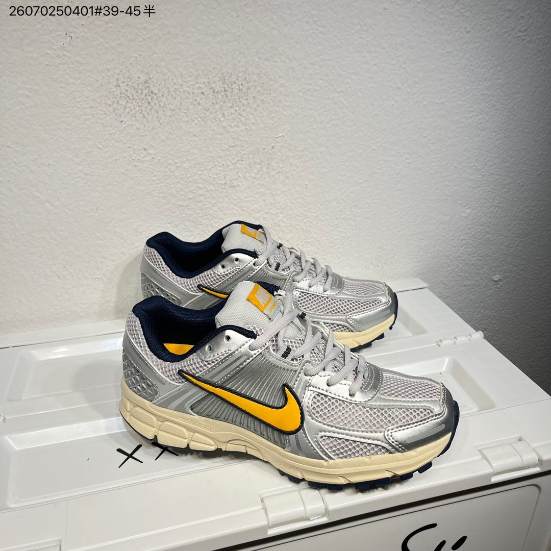 Nike Air Zoom Vomero 5 Running Shoes in White Grey Yellow - product image from the listing.