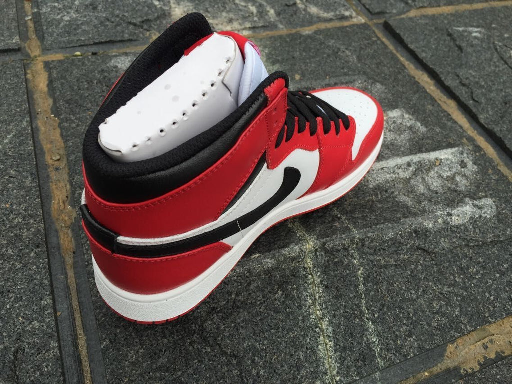 Women's Air Jordan 1 High-Top Sneakers White Black Red - product image from the listing.