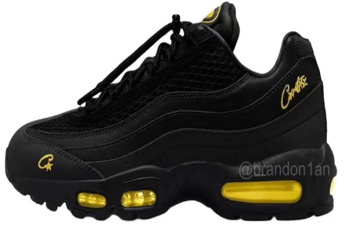 Nike Air Max 95 Sneakers in Black and Yellow - product image from the listing.
