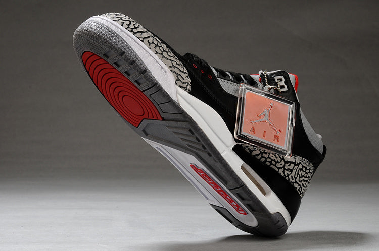 Air Jordan 3 Black Grey Red High-Top Sneakers - product image from the listing.