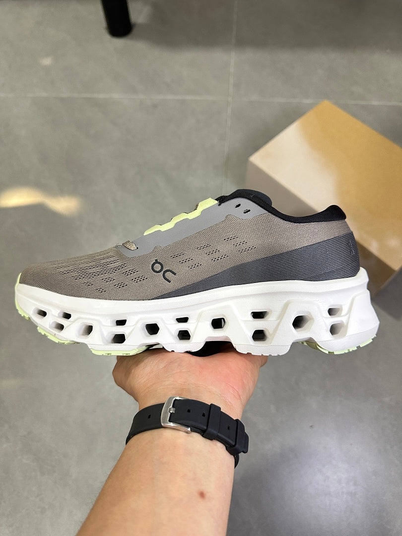 Gray and Lime On Running Cloudmonster 2 Running Shoes - product image from the listing.