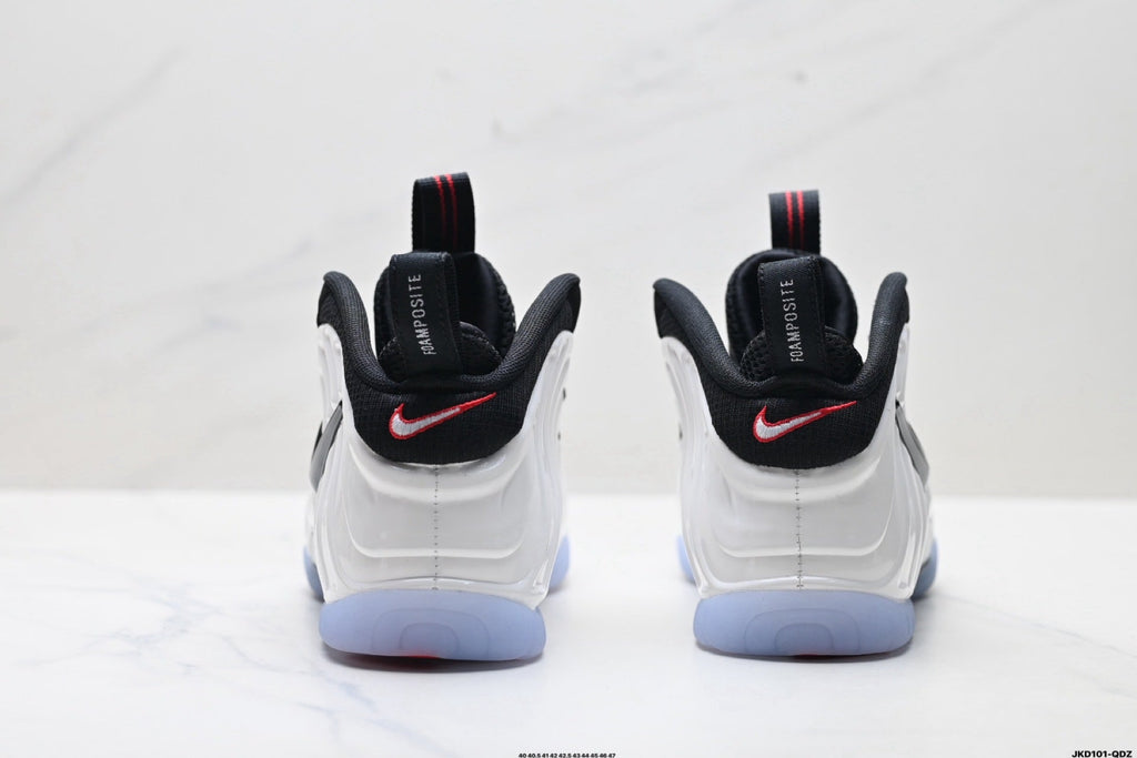 Nike Air Penny Foamposite One Sneakers in Black White Red - product image from the listing.