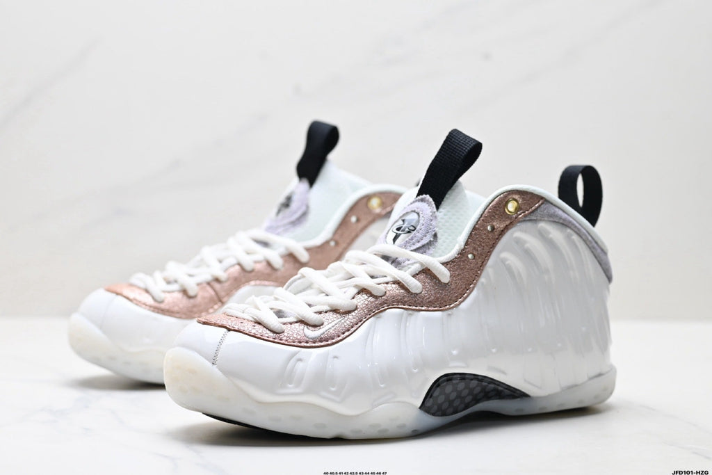 Nike Air Foamposite Penny Hardaway White and Rose High-Cut Sneakers - product image from the listing.