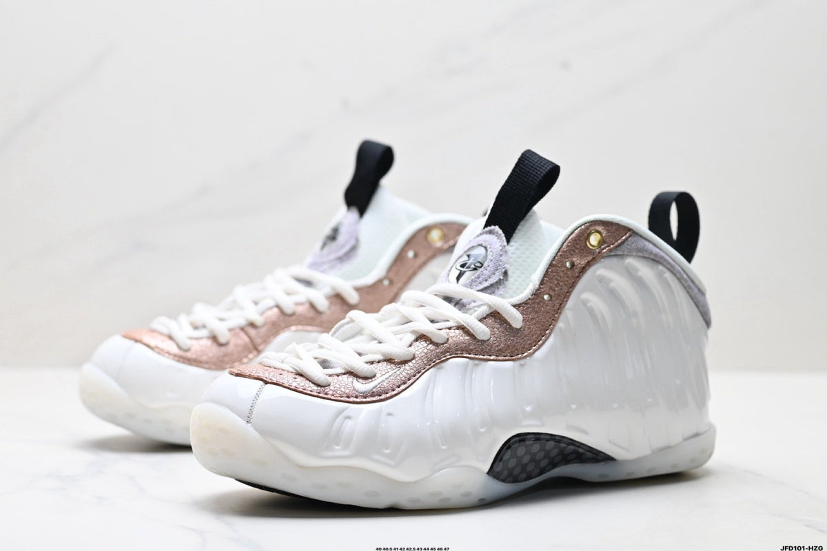 Nike Air Foamposite Penny Hardaway White and Rose High-Cut Sneakers - product image from the listing.