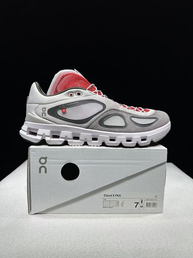 On Cloud X FKA Twigs Sneakers, in Gray and Red - product image from the listing.