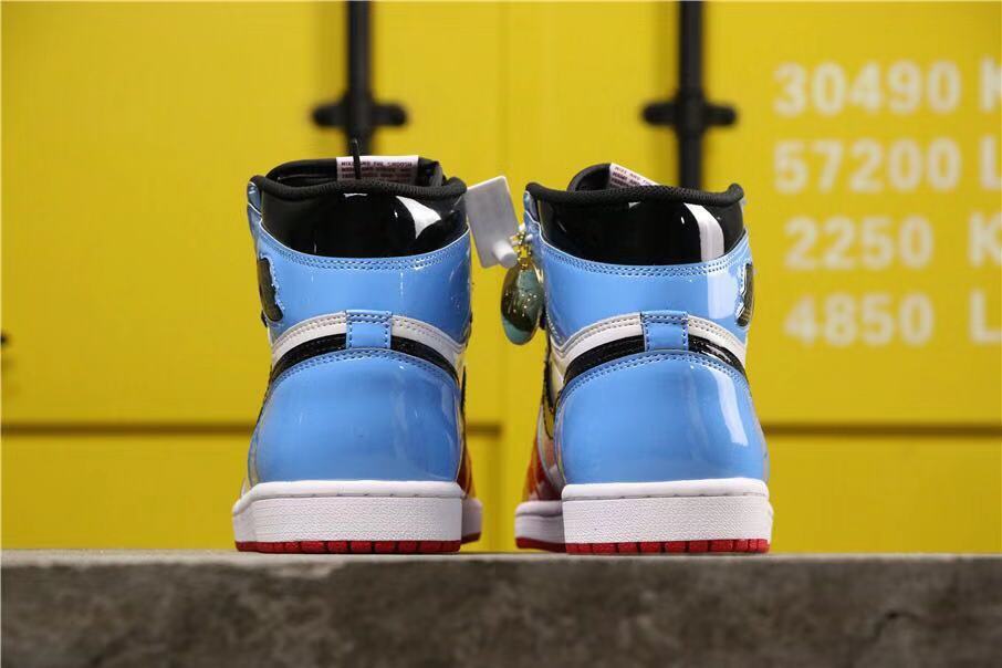 Air Jordan 1 Fearless High-Top Sneakers in Red, in White and Blue - product image from the listing.