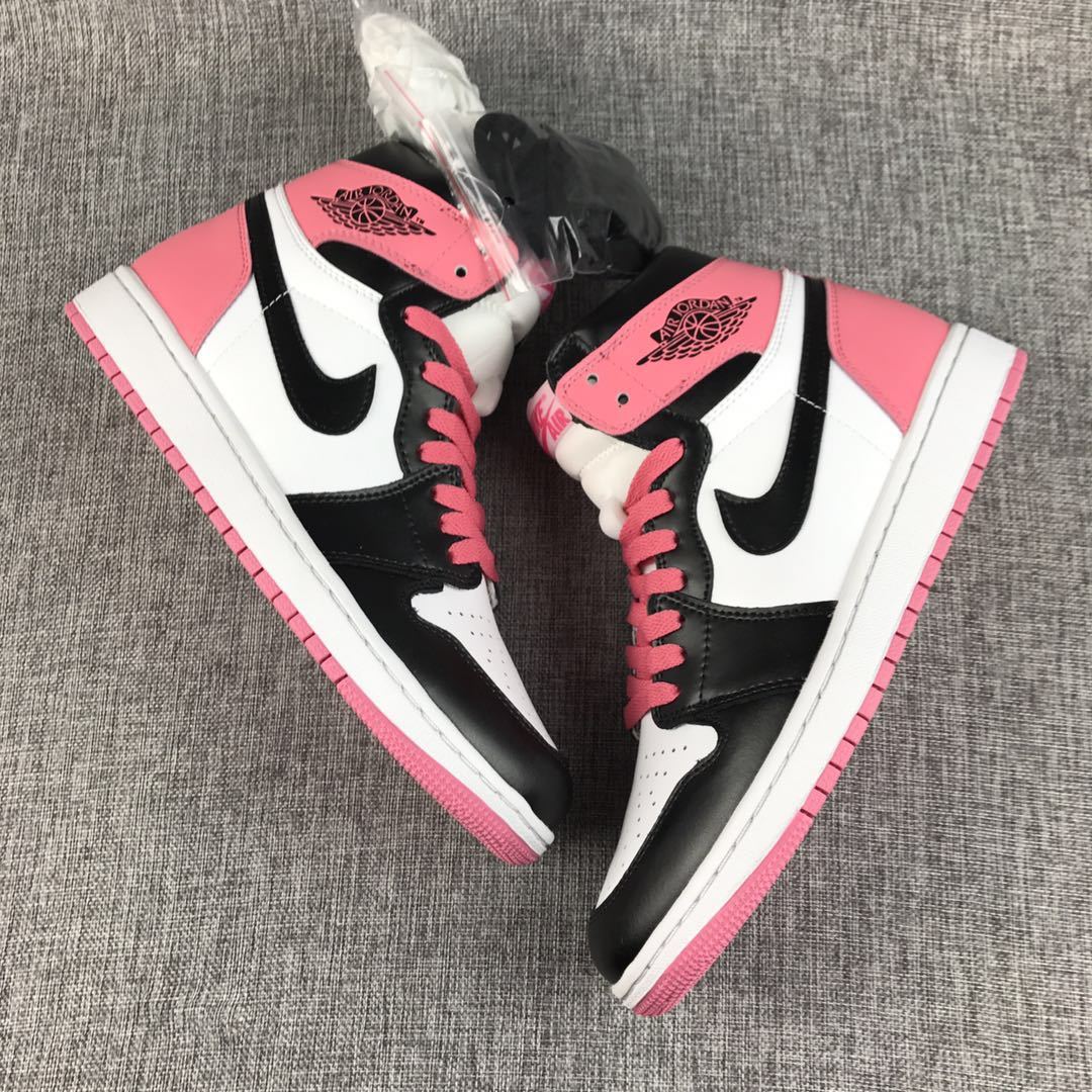 Air Jordan 1 High Sneakers Pink Black White 861428-101 - product image from the listing.