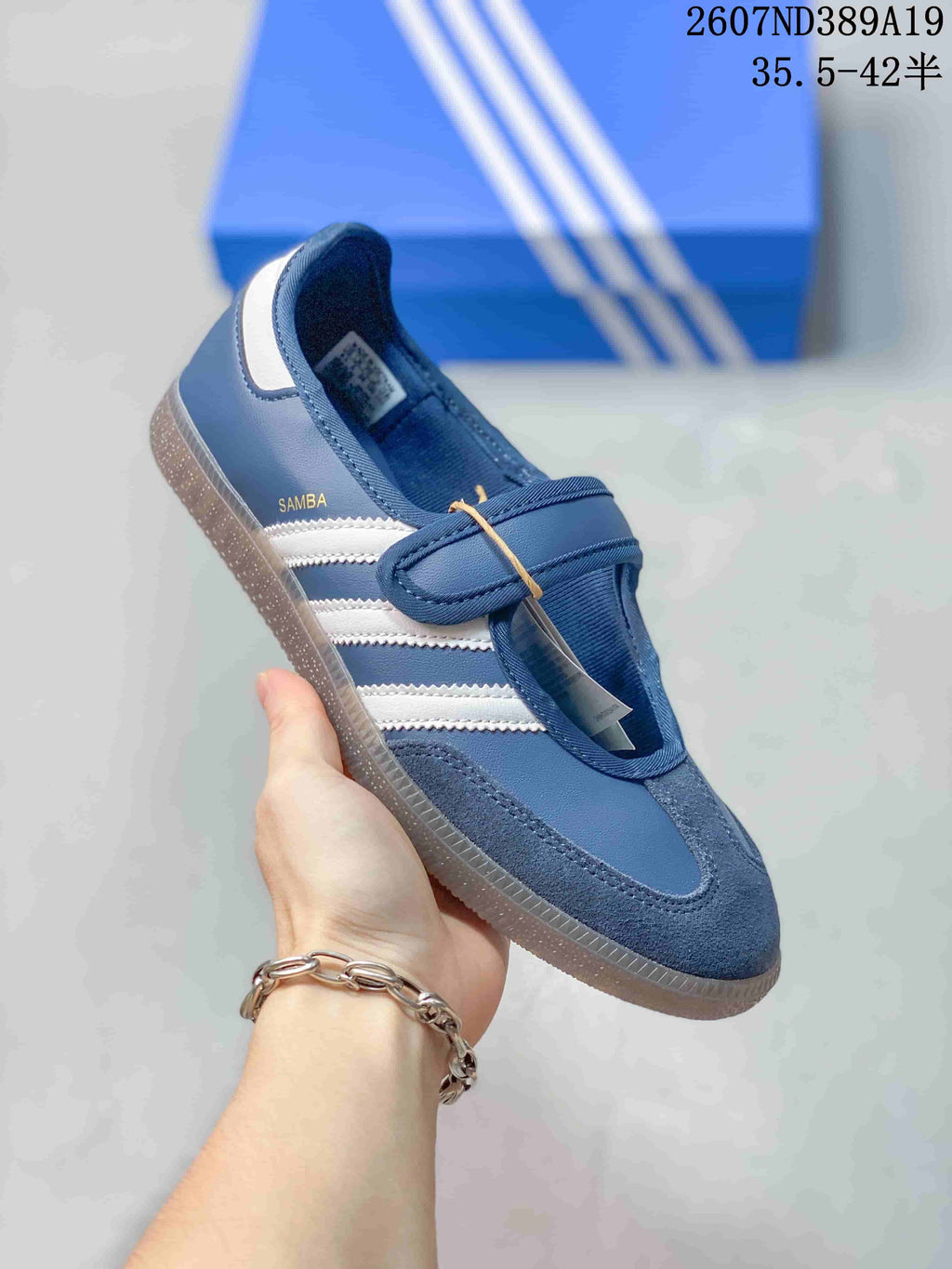 adidas Samba Jane Mary Jane Sneakers in Silver Blue Pink - product image from the listing.