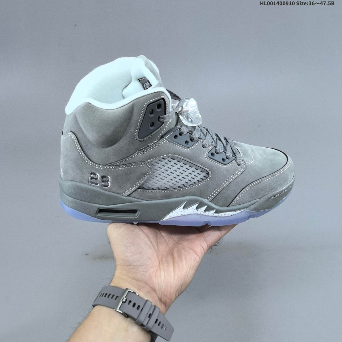 Air Jordan 5 Retro Wolf Grey High-Top Sneakers - product image from the listing.