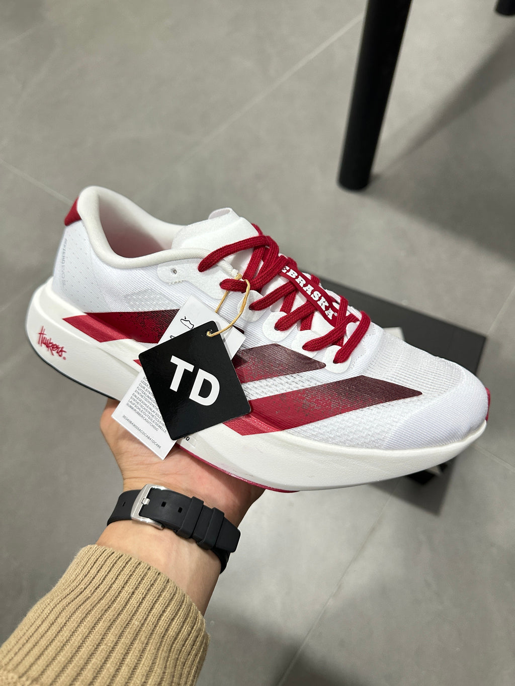 adidas Lightstrike Pro Running Shoes in White Red JQ2147 - product image from the listing.