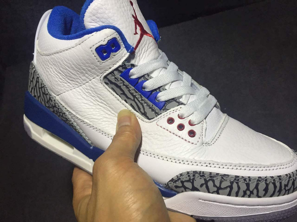 Air Jordan 3 High-Top Sneakers in White Blue - product image from the listing.