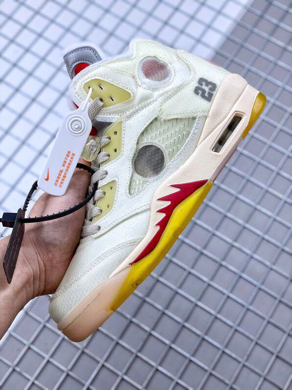 Air Jordan 5 x Off-White Sneakers in Sail CT8480-002 - product image from the listing.