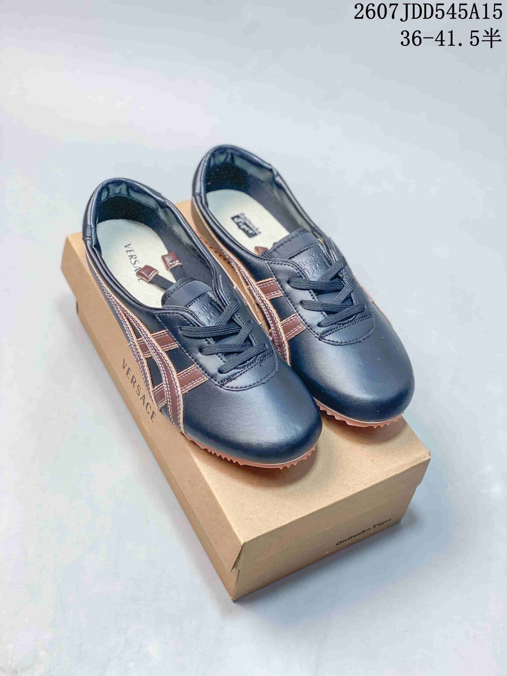 Versace x Onitsuka Tiger Tai-Chi Sakura Sneakers in Navy Brown - product image from the listing.