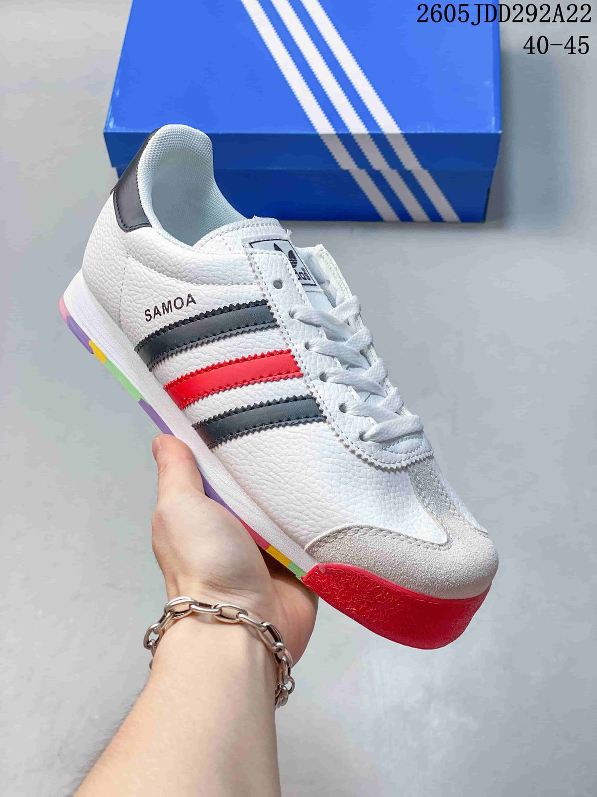 adidas Originals Samoa Trainers White Black Red 675033 - product image from the listing.