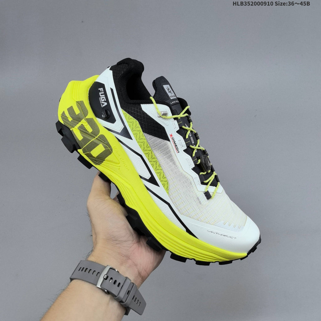 Kailas FUGA EX330 Trail Running Shoes, White and Neon in Yellow - product image from the listing.
