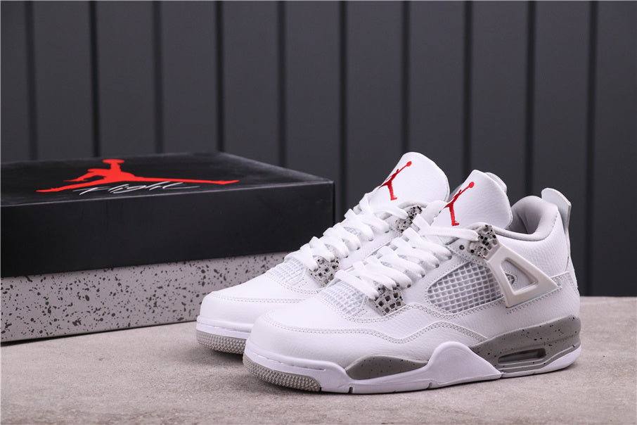 Air Jordan 4 CT8527-100 White Gray Speckled Sneakers - product image from the listing.