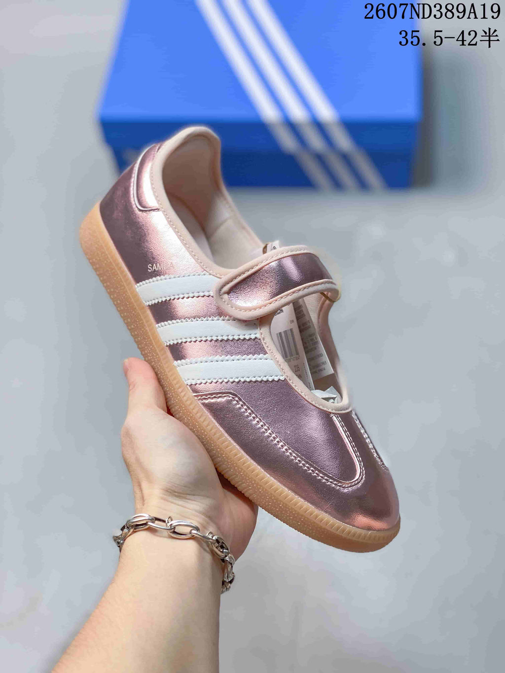 adidas Samba Jane Mary Jane Sneakers in Silver Blue Pink - product image from the listing.