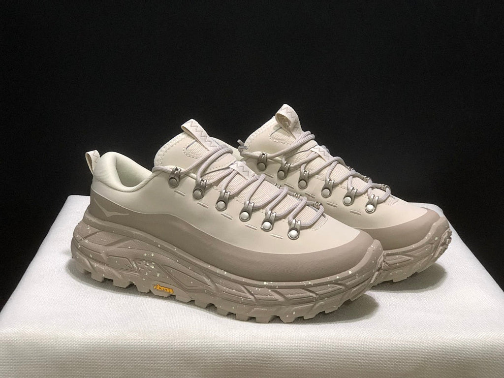 Cream and Taupe HOKA Tor Summit Trail Sneakers - product image from the listing.