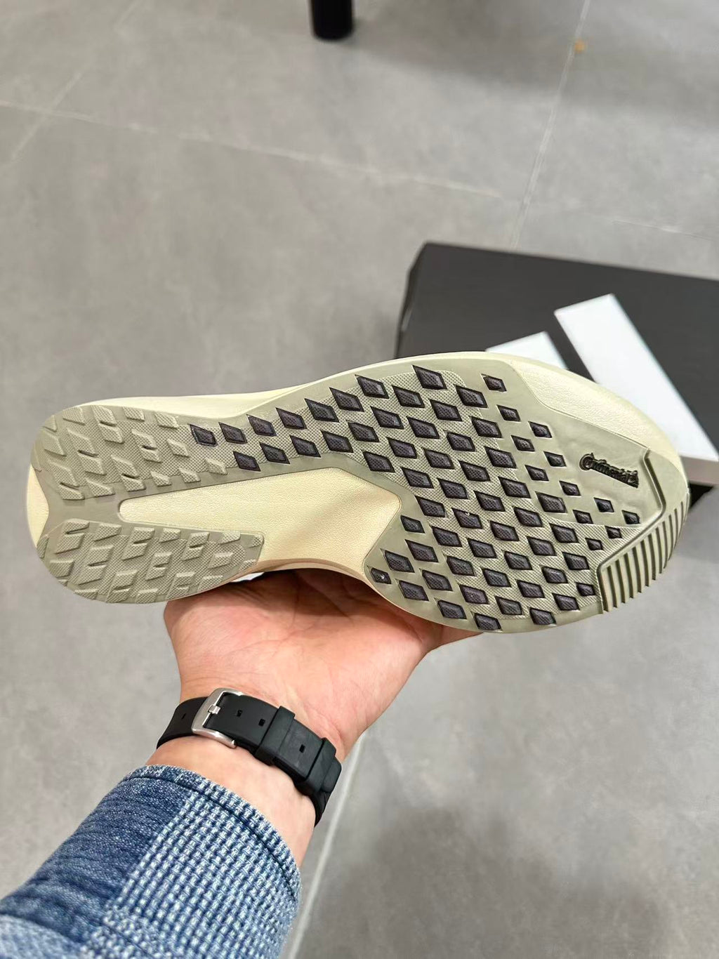 Adidas Adizero Lightstrike Pro Running Shoes, in Cream and Navy - product image from the listing.