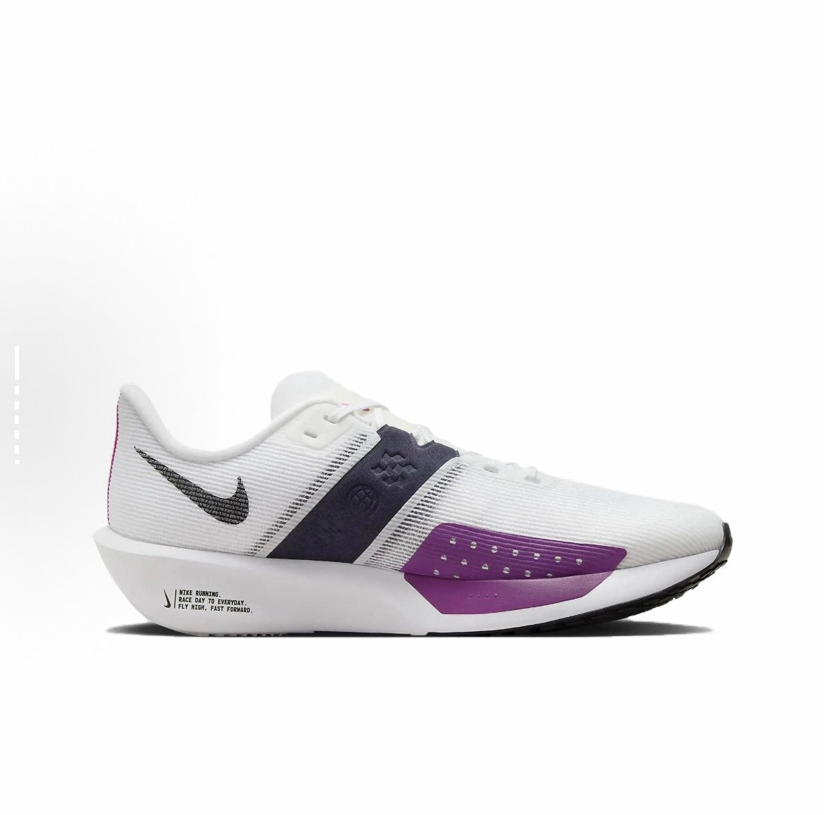 Nike Air Zoom Rival Fly 4 Running Shoes in White Purple FV6040-100 - product image from the listing.
