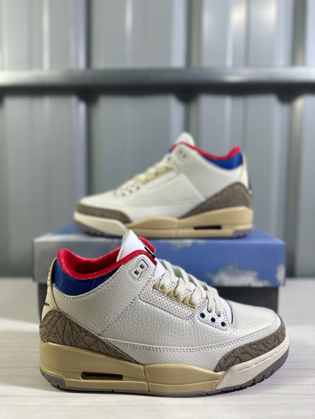 Air Jordan 3 Retro White Sport Royal Sneakers - product image from the listing.