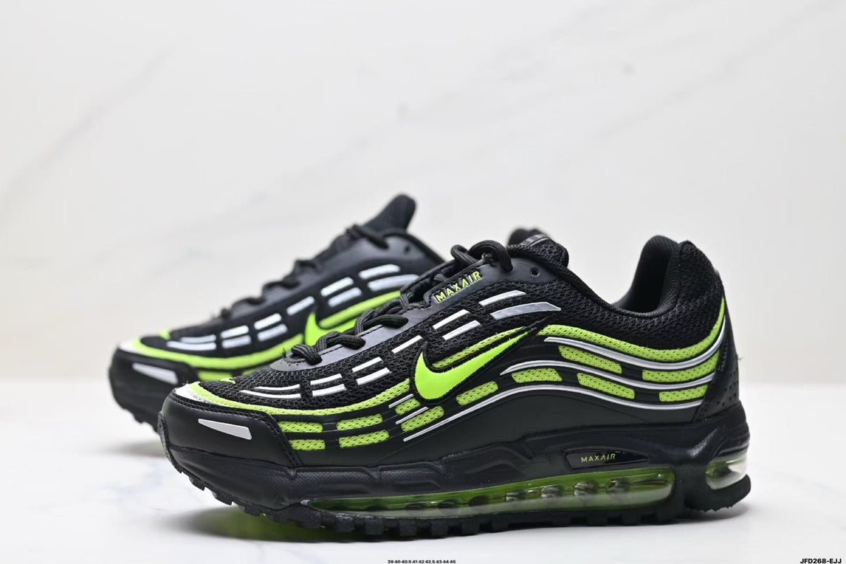 Nike Air Max 720 Sneakers in Black and Volt Green - product image from the listing.