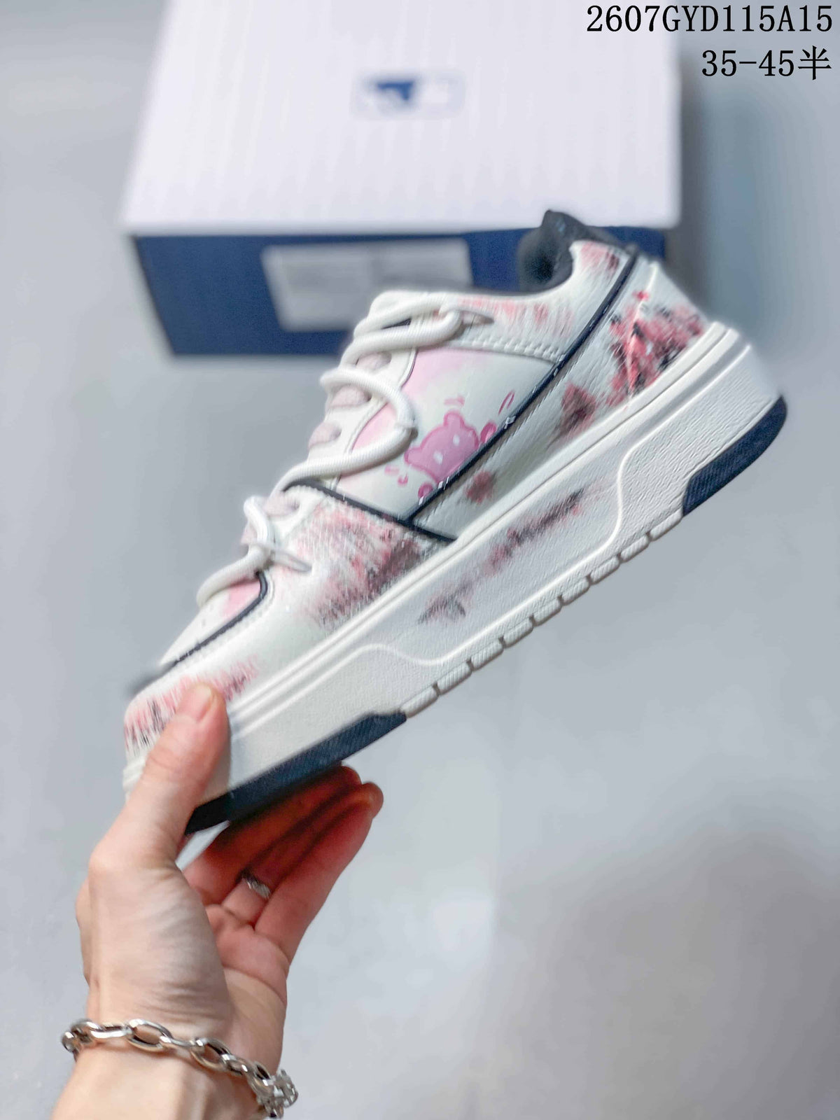 MLB NY Graffiti Platform Sneakers in Pink White 3ASXCA12N - product image from the listing.