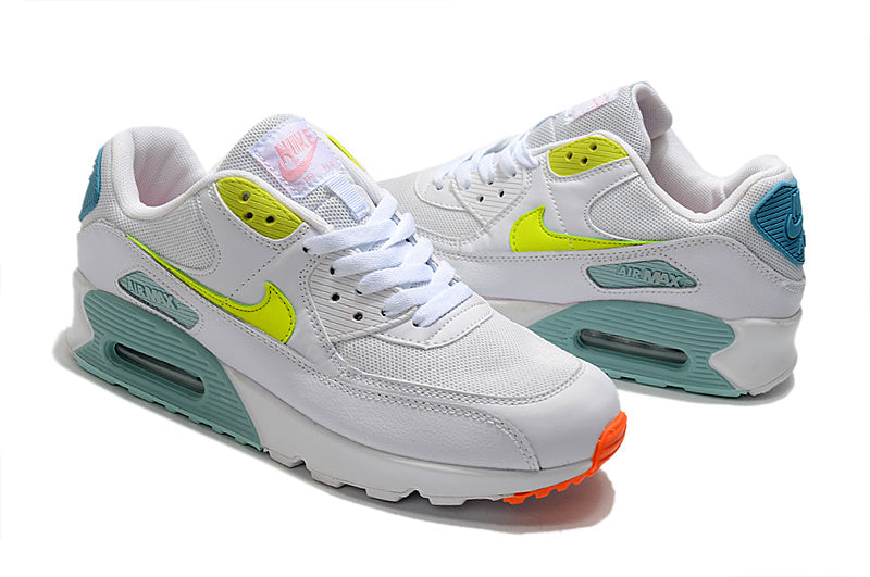 Nike Air Max 90 White, Volt, Sneakers in Teal and Orange - product image from the listing.