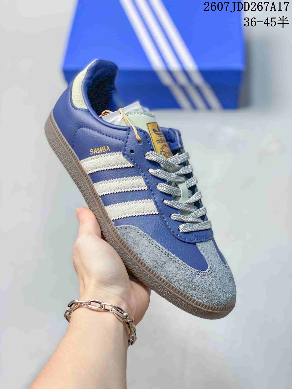 adidas Samba Sneakers in Blue White Gray JDD267A17 - product image from the listing.