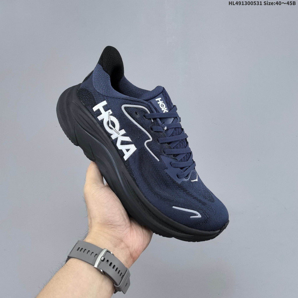 Navy and Black HOKA Clifton 10 Running Shoes - product image from the listing.