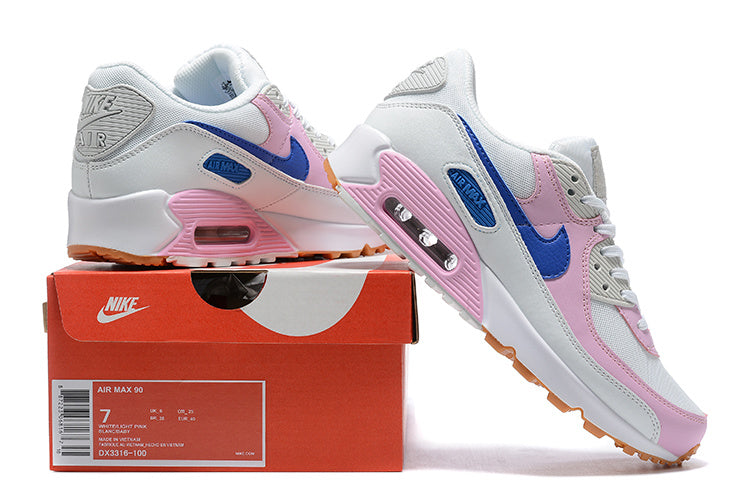 Nike Air Max 90 Sneakers in White Pink Blue DX3316-100 - product image from the listing.